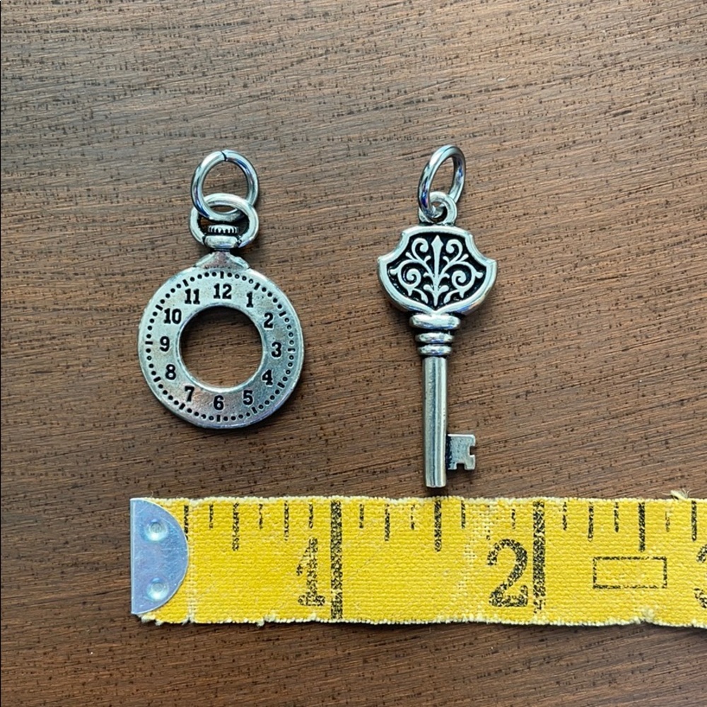 Silver Clock & Key Charms - Picture 2 of 4